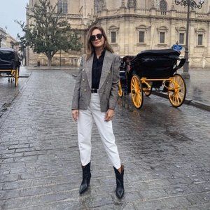 ZARA Double Breasted Houndstooth Blazer